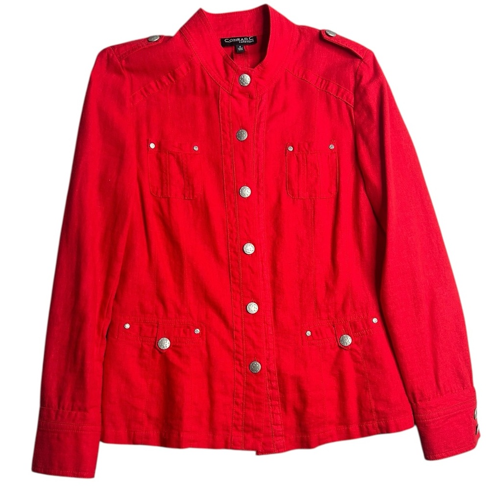 Conrad C Collection Military Style Utility Jacket Women’s Size 4 Red Button